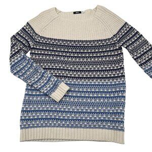 BDG Women's Blue Striped Knit Sweater Medium Cotton Blend Crewneck